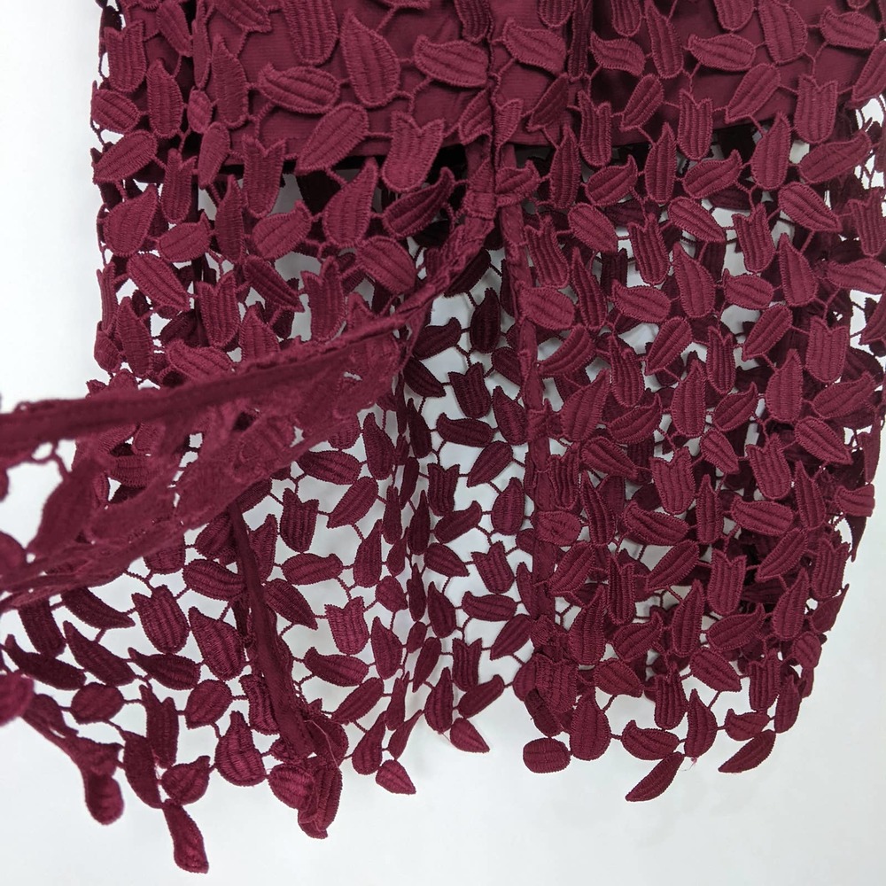 Bardot Gemma Halter Lace Sheath Dress In Burgundy Wine Red - Picture 10 of 12